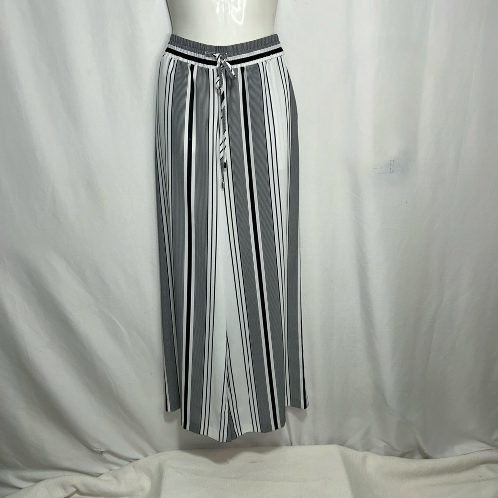 Joan Vass Wide Leg Striped Pants - Picture 1 of 8